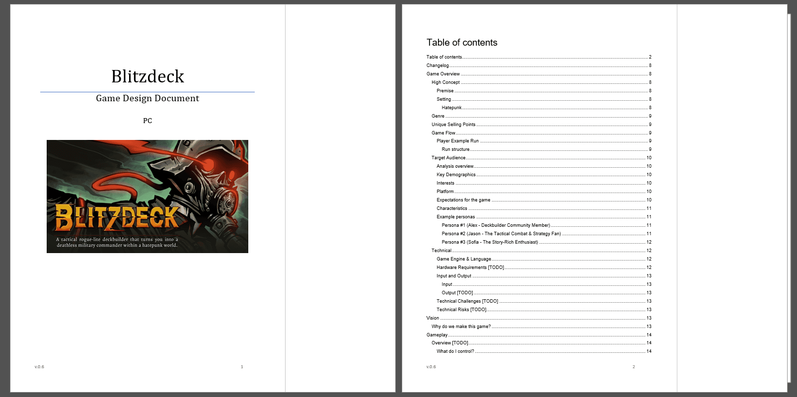 Redacted game design document page